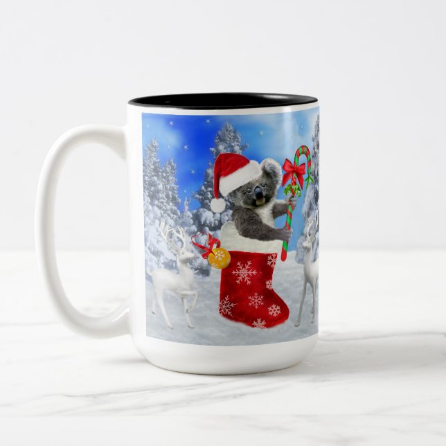 BABY KOALA CHRISTMAS MED TEDDY Två-Tonad MUGG (Vänster)