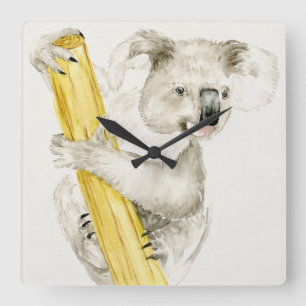 Baby Koala Cute och Hårig Fyrkantig Klocka