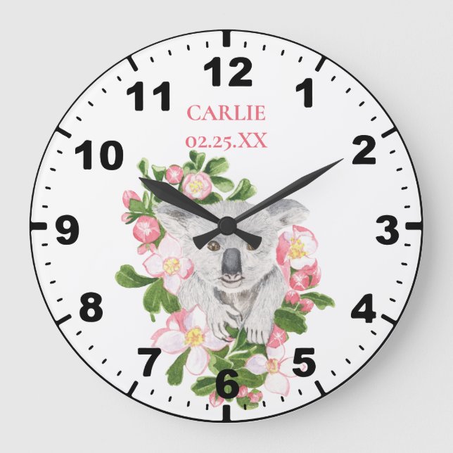 Baby Koala for Little Girl's Room Stor Klocka (Framsida)