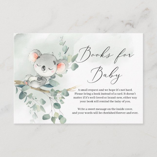 Baby koala grönt eucalyptus löv Bokar för Baby Tilläggskort (Framsida)
