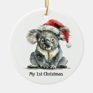 baby koala med julhatt, anpassade julgransprydnad keramik