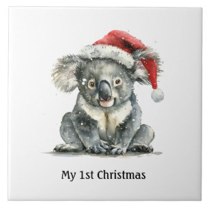 baby koala med julhatt, anpassade kakelplatta