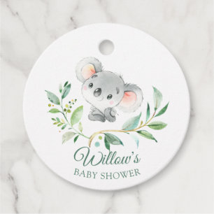 Baby Koala Soft Grönt Eucalyptus Baby Shower Gåvor Etiketter