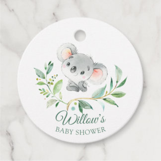 Baby Koala Soft Grönt Eucalyptus Baby Shower Gåvor Etiketter