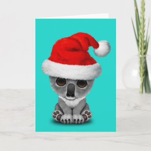 Baby Koala Wearing a Santa Hat Helgkort