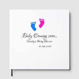 Baby kommer snart att duscha blått rosa baby fötte gästböcker