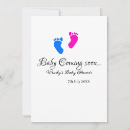 Baby kommer snart att duscha blått rosa baby fötte inbjudningar