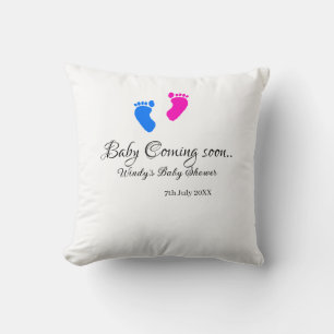 Baby kommer snart att duscha blått rosa baby fötte kudde
