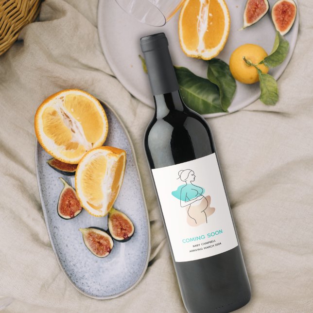 Baby kommer snart Gravid Meddelande Vinflaska Etikett (Skapare uppladdad)