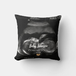Baby kommer snart Ultralound Guld hjärta Kudde