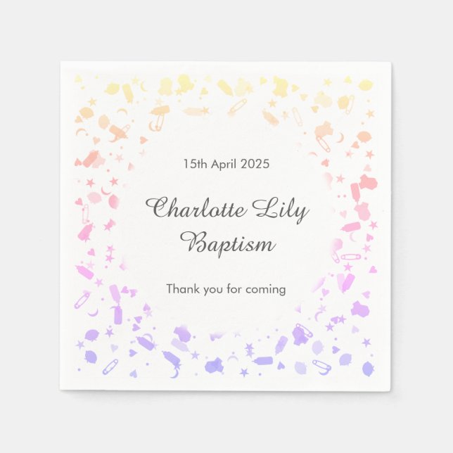 Baby-konfetti-baptism Pappersservett (Framsidan)