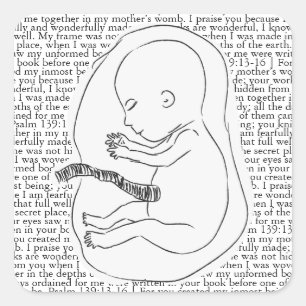 Baby kontur med Psalm 139:13-16 Fyrkantigt Klistermärke