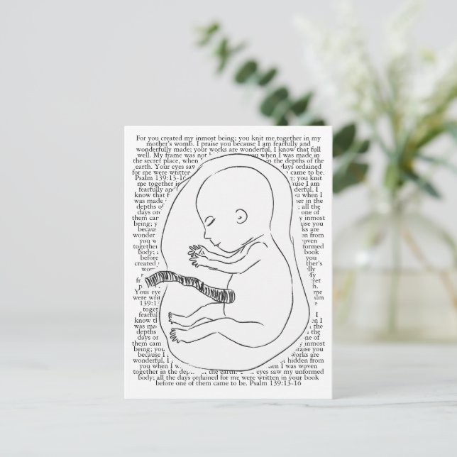 Baby kontur med Psalm 139:13-16 Vykort (Stående Fram)