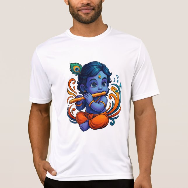 Baby Krishna med Flute - Peace Vibes | Stark 3D T Shirt (Framsida)