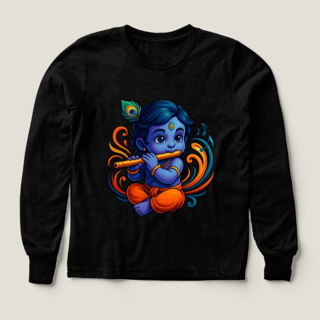 Baby Krishna med Flute - Peace Vibes | Stark 3D T Shirt (Design framsida)