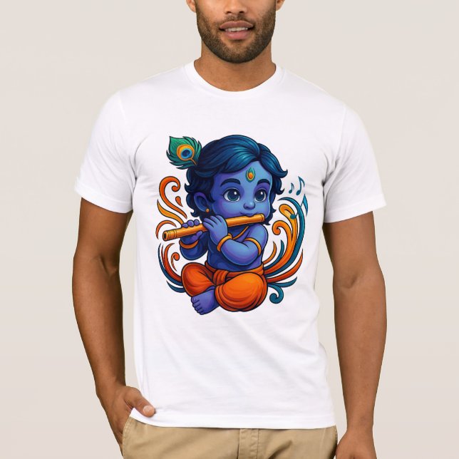 Baby Krishna med Flute - Peace Vibes | Stark 3D T Shirt (Framsida)
