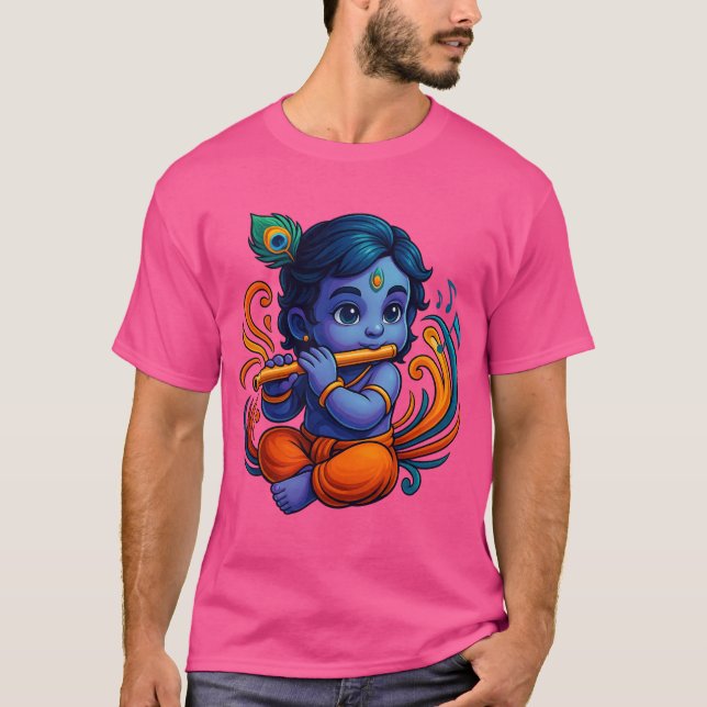 Baby Krishna med Flute - Peace Vibes | Stark 3D T Shirt (Framsida)