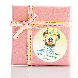 Baby Krishna Naming Namkaran Cradle-förmånserbjuda Runt Klistermärke