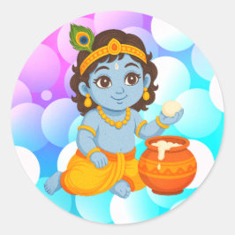 Baby Krishna Runt Klistermärke