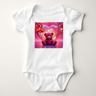 Baby kroppsdräkter i röda björnhjärta t shirt