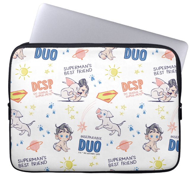 Baby Krypto & Superman Mönster Laptop Fodral (Framsidan)