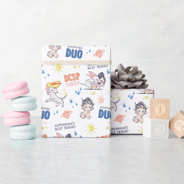 Baby Krypto & Superman Mönster Presentpapper (Baby Shower)
