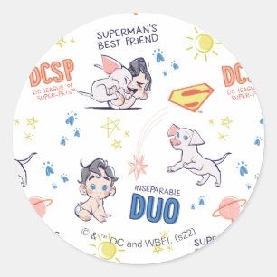 Baby Krypto & Superman Mönster Runt Klistermärke