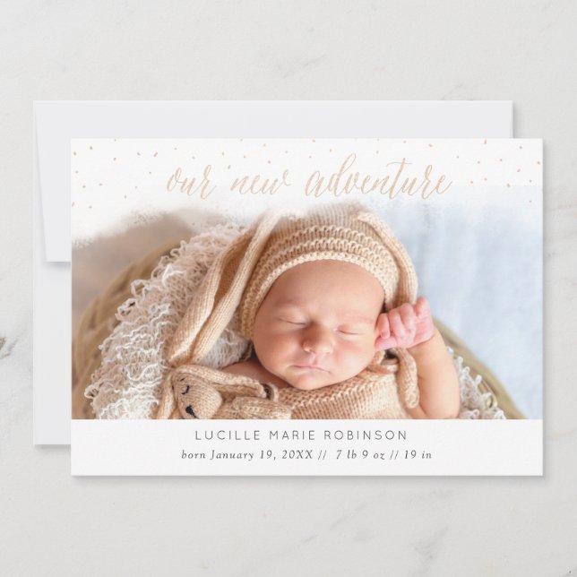 Baby-kungörelsen - vårt nya Äventyr Guld Meddelande (Framsida)