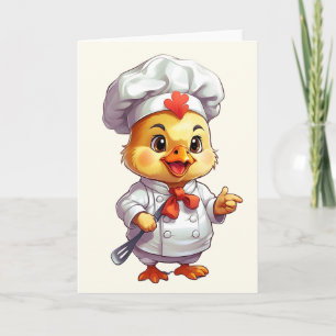 Baby Kyckling Kock Illustration Spatel Blank  Kort