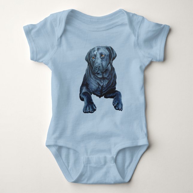 Baby Labrador Bodykostydräkt Blue Hund Art Baby Gi T Shirt (Framsida)
