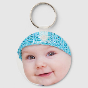Baby Ladda upp fotot, lägg till namn och datum Nyckelring