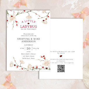 Baby Ladybug QR Code Baby Shower Inbjudningar