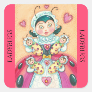 BABY LADYBUG STICKERS Lakan Fyrkantigt Klistermärke