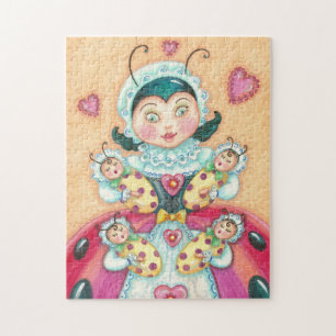 Baby Ladybugs-familjen PUZZLE med GIFT BOX Pussel