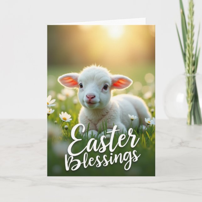 Baby Lamb Easter Blessings Card Kort (Framsida)
