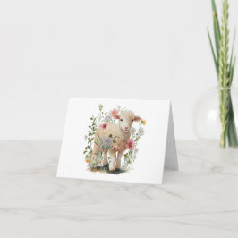 Baby Lamb i Fält i Flowers BLANK Kort
