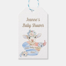 Baby Lamb Rosa Blue Gender Neutral Reveal Presentetikett
