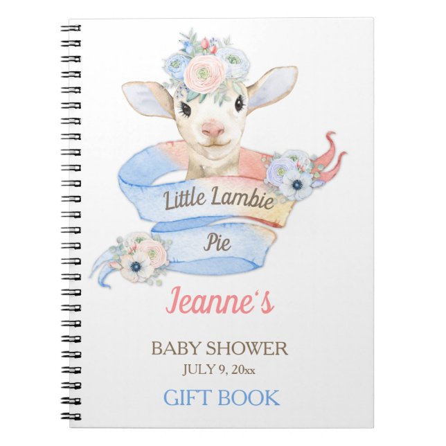 Baby Lamb Rosa Blue Nursery Farm Pastels Anteckningsbok (Framsidan)