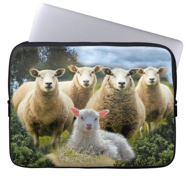 Baby Lamb Sheep Herp Flock Laptop Fodral (Framsidan)