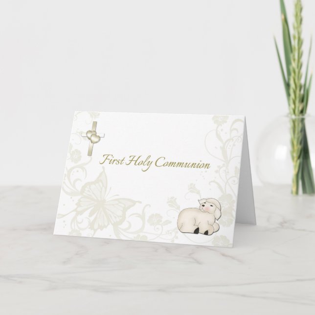 Baby Lamb Tan första hälsningskort Kort (Framsida)