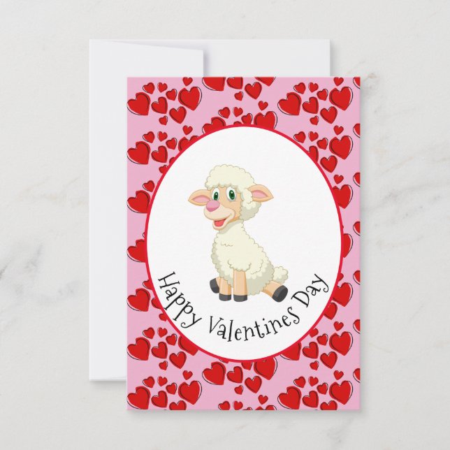Baby Lamm Och Hjärtans Barn Valentine Kort (Framsida)