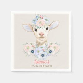 Baby Lamm Pink Blå Könsneutral Avslöjande Pappersservett