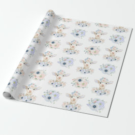 Baby Lamm Pink Blå Könsneutral Avslöjande Presentpapper