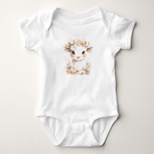 Baby lammfår med blommor t shirt (Framsida)