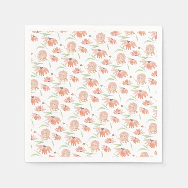 Baby Lejon vattenfärg Hand-målad Pappersservett (Framsidan)