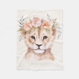 Baby Lejona Unge med Flower Krona Fleecefilt