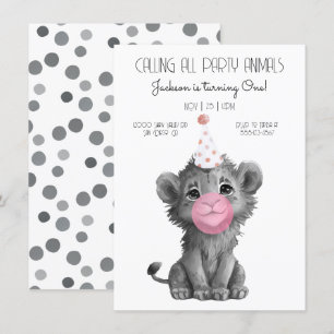 Baby Lejona Unge, svart och vit födelsedag Inbjudningar