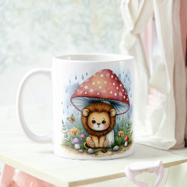Baby Lejonare Unge under Mushroom Umbrella Kaffemugg
