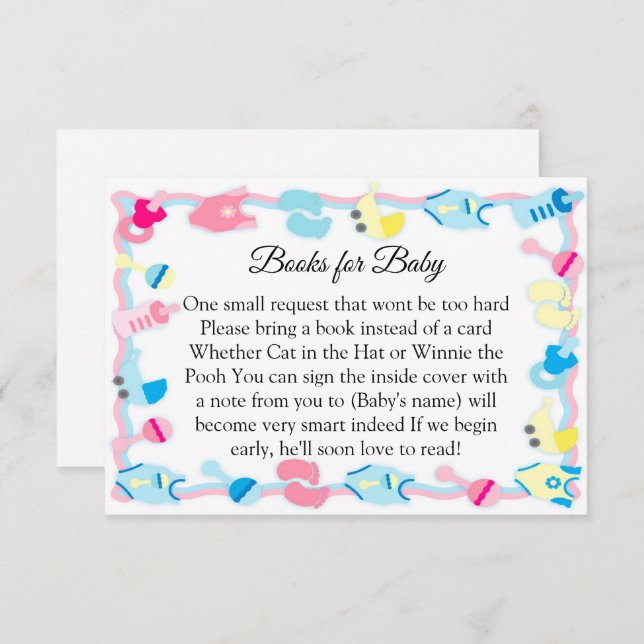 Baby Leksak babyskor Bokar för Baby Inbjudningar (Fram/baksida)