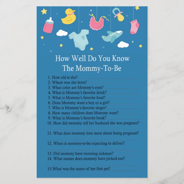 Baby leksak Hur bra vet du om babydusch? (Framsida)